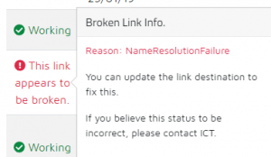 Broken Links. Screenshot.