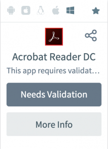 Screenshot of hover view for Acrobat Reader in AppsAnywhere.