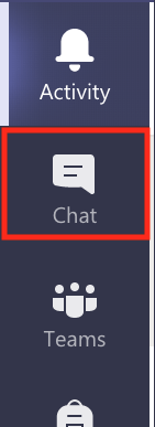 Screenshot of the left-hand tabs bar in Teams. "Chat" is highlighted.