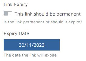 Shows the expiry date input field