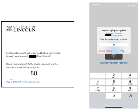 Screenshots of the 2-digit authentication as displayed on a PC and mobile device.